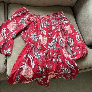 Red Floral Romper